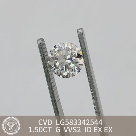 1.5 Carat IGI Certificate Lab Grown Diamond G VVS2 CVD Lab Created Diamond Ideal Cut