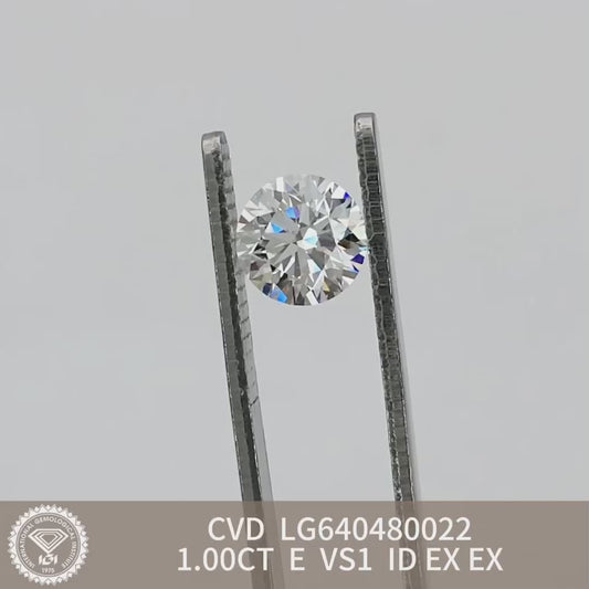 1.00 Carat IGI Certificate Lab Grown Diamond E VS1 CVD Lab Created Round Diamond