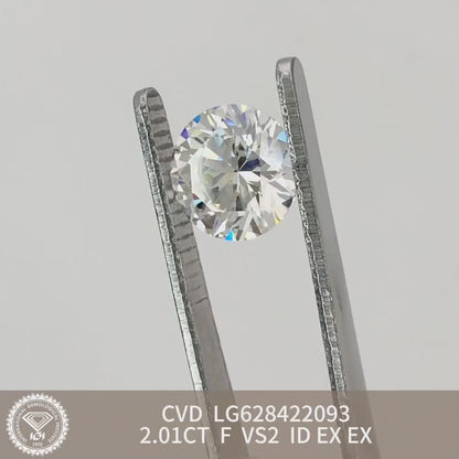 Diamant de laboratoire certifié IGI CVD de 2,01 carats F VS2 ID 2EX 