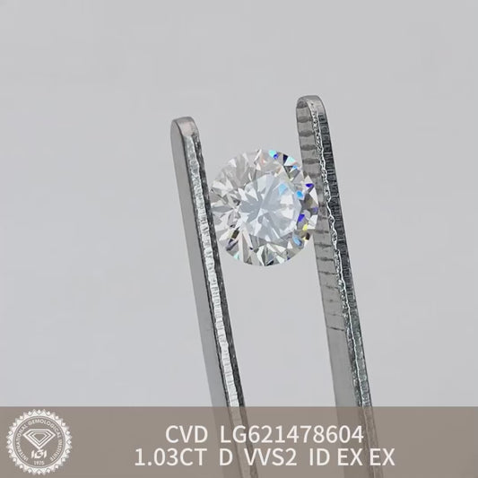 1.03 Carat Lab Grown Diamond IGI Certificate D VVS2 CVD 3EX Lab created Diamond