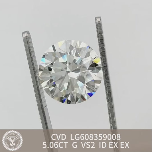 Diamant synthétique de 5,06 carats certifié IGI, taille G excellente, CVD VS2 