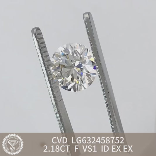 Diamant de laboratoire de 2,18 carats, certifié IGI, créé en laboratoire, F VS1 ID 2EX CVD 