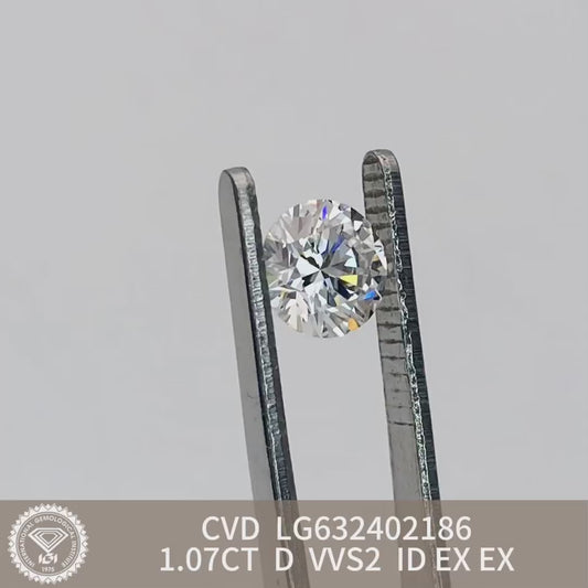 Lab Grown Diamond VVS2 IGI 1.07 Carat D CVD NONE 3EX