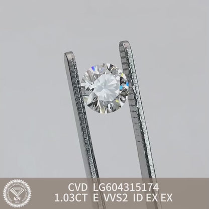 1.03 Carat Lab Grown Diamond VVS2 IGI Certificate E CVD 3EX Cut