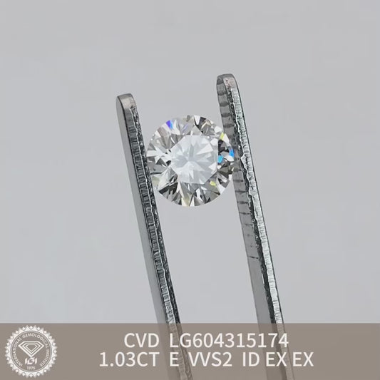 1.03 Carat Lab Grown Diamond VVS2 IGI Certificate E CVD 3EX Cut