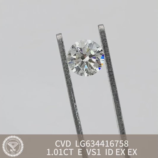 1.01 Carat Lab Grown Diamond VS1 IGI Certificate E CVD Ideal 2EX Cut