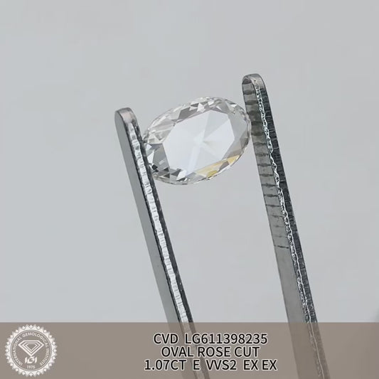 1.07 Carat Lab Grown Oval Diamond VVS2 IGI E CVD None Rose Cut