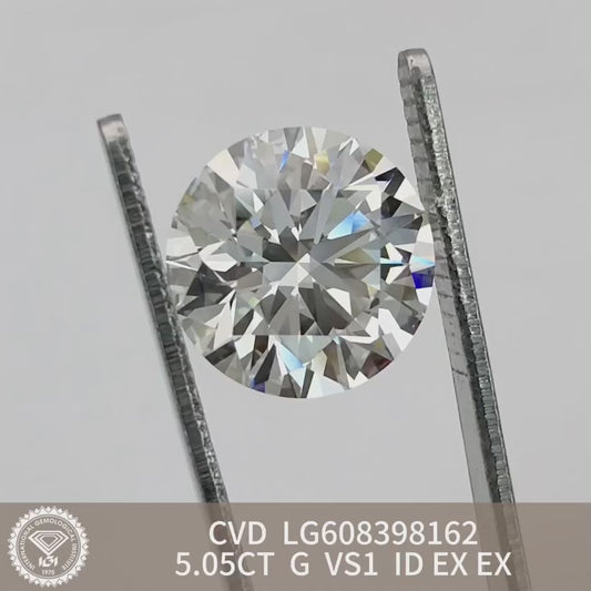 Diamant synthétique de 5,05 carats, certifié IGI, CVD VS1, excellent diamant synthétique 