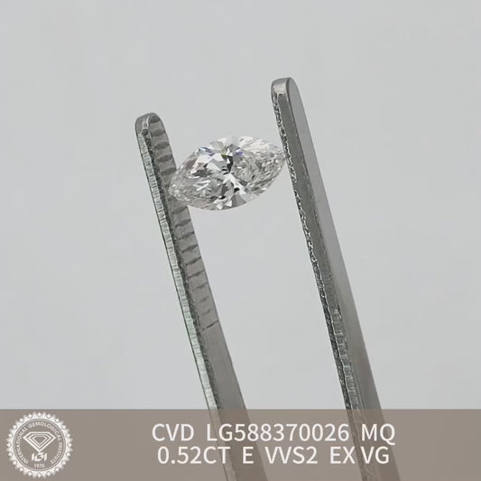 0.52 Carat Lab Grown Marquise Diamond E VVS2 EX VG CVD Wholesale Price